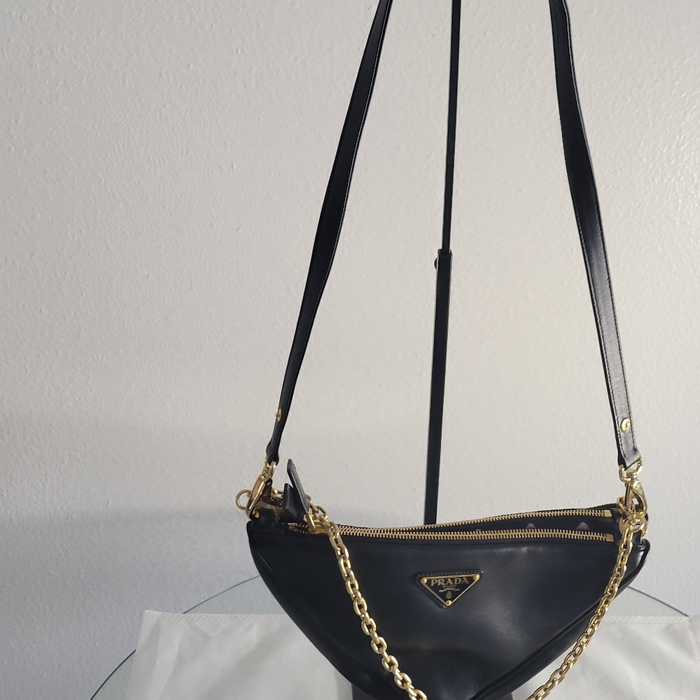 Prada Symbole leather and fabric mini bag - Black/Alabaster White. - Picture 3 of 9